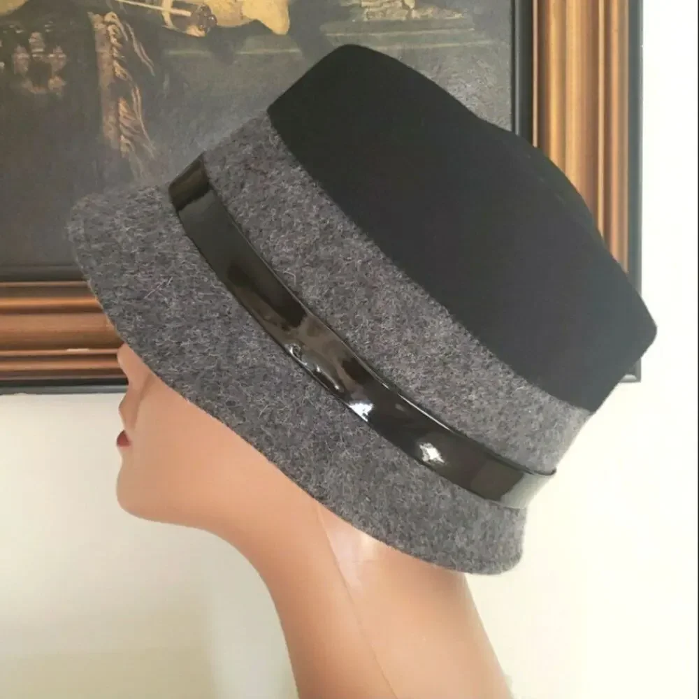 Nordstrom Women's 100% Wool Hat Old Money Bucket Fedora Cloche Flapper - Picture 4 of 6